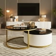 thumbnail image 1 of Harper & Bright Designs Round Nesting Coffee Table Set of 2, Golden Metal Center Table with Storage Drawer for Living Room, Black 31.5', 1 of 16