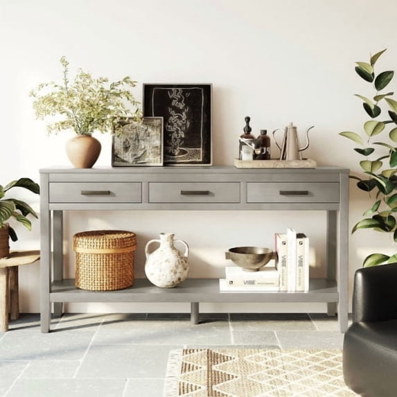 Harper & Bright Designs Rustic Console Table with Drawer, Contemporary Long Sofa Table Entryway Table with Shelf, Entrance Table for Entryway Hallway Living Room, Gray