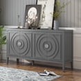 thumbnail image 1 of Harper & Bright Designs Sideboard Buffet Cabinet with Storage and Shelves, Farmhouse Sideboard Cabinet with Circular Groove Design Metal Door Handle for Entrance Living Room, Gray, 1 of 13