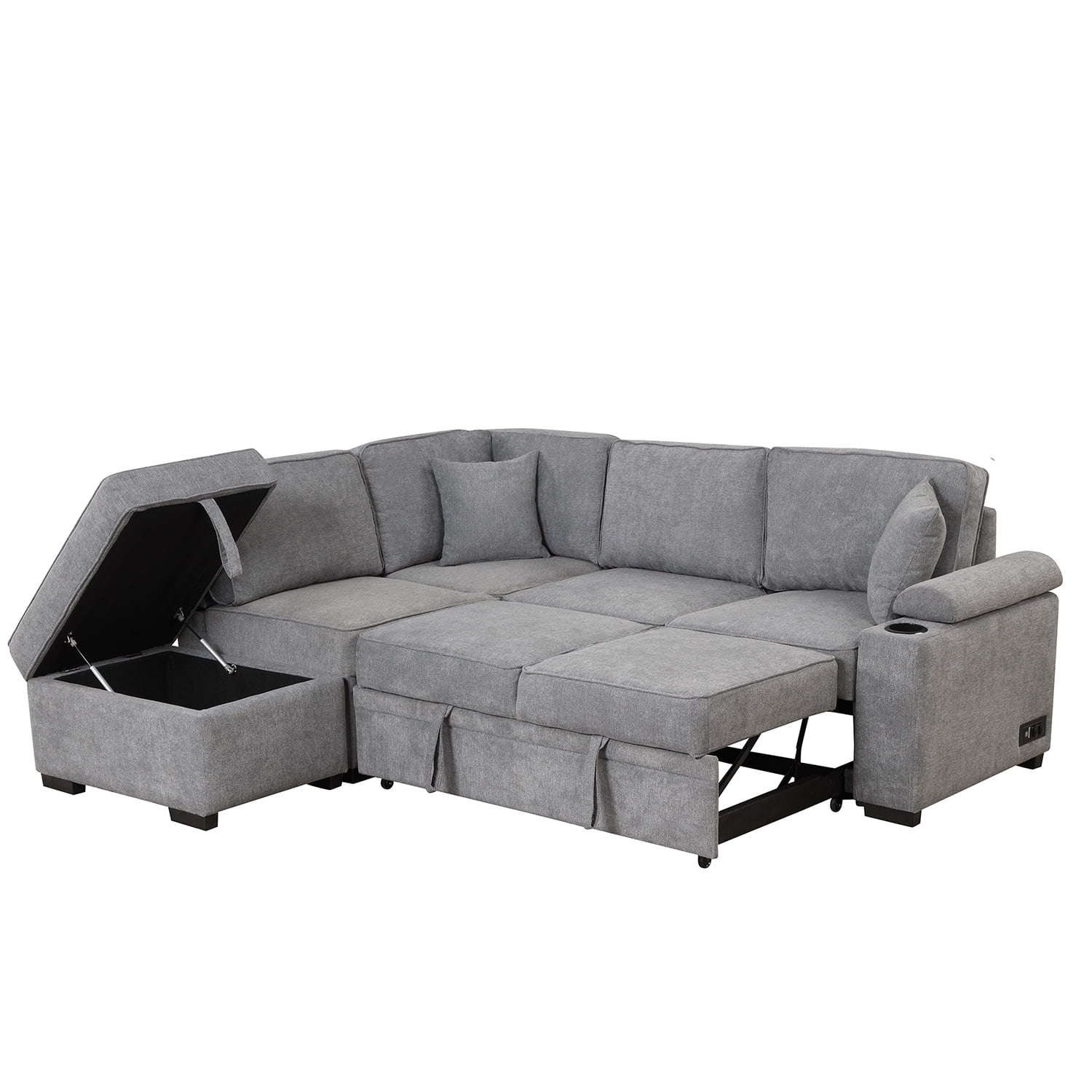 Churanty Sleeper Sectional Sofa Pull Out Bed Upholstery Reversible