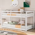 thumbnail image 1 of Harper & Bright Designs Solid Wood Twin Over Twin Floor Bunk Bed with Ladder and Safety Guard Rails for Teens/Adults, Low Bed Frame Bedroom Furniture, White, 1 of 11