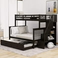 thumbnail image 1 of Harper & Bright Designs Solid Wood Twin over Full Bunk Bed with Twin Size Trundle for Bedroom, Espresso, 1 of 7
