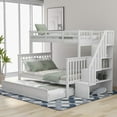 thumbnail image 1 of Harper & Bright Designs Solid Wood Twin over Full Bunk Bed with Twin Size Trundle for Bedroom, White, 1 of 7