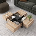 thumbnail image 1 of Harper & Bright Designs Square Extendable Coffee Table with Sliding Tabletop Cocktail Table with Storage, Center Table High Gloss End Table for Living Room, Brown, 1 of 12