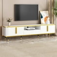 thumbnail image 1 of Harper & Bright Designs TV Stand for 85" TVs, Entertainment Center for Televisions with Storage Cabinets and Drawers, Practical Media Console with Gold Legs for Living Room, White, 1 of 15