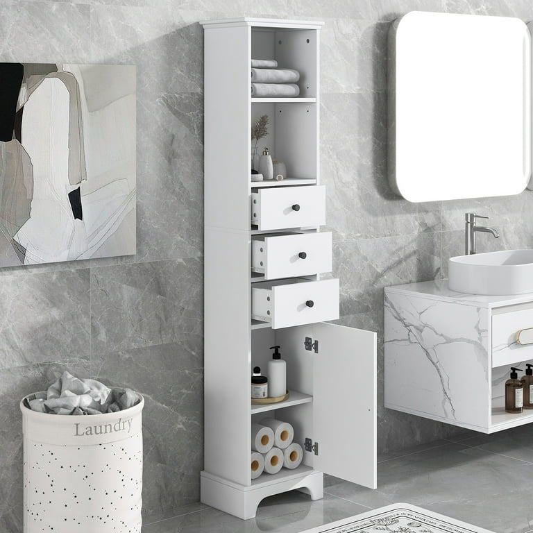 Tall slim freestanding bathroom cabinets discount
