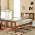 thumbnail image 1 of Harper & Bright Designs Twin Bed Frame Wood Platform Twin Bed No Box Spring Required, Oak, 1 of 7