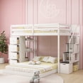 thumbnail image 1 of Harper & Bright Designs Twin Over Full Separable Bunk Beds with Storage Stairs, Wood L-Shape Bunk Bed Frame with 4 Drawers and Shelves for Bedroom, White, 1 of 15