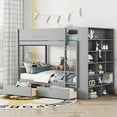 thumbnail image 1 of Harper & Bright Designs Twin Over Twin Bunk Bed, Wood Twin Size Bunk Bed Frame with 2 Drawers and Multi-Layer Cabinet for Kids Teens Adults, Gray, 1 of 16