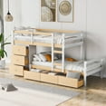 thumbnail image 1 of Harper & Bright Designs Twin Over Twin Bunk Bed with 6 Storage Drawers and Ladder, Solid Wood Space Saving Low Bunk Bed Frame for Kids Teens Bedroom Dorm, Natural, 1 of 13