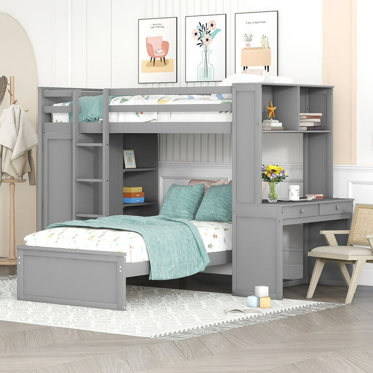 Bunk bed wardrobe desk discount