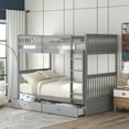 thumbnail image 1 of Harper & Bright Designs Twin-Over-Twin Bunk Bed with Ladders and Two Storage Drawers, 1 of 9