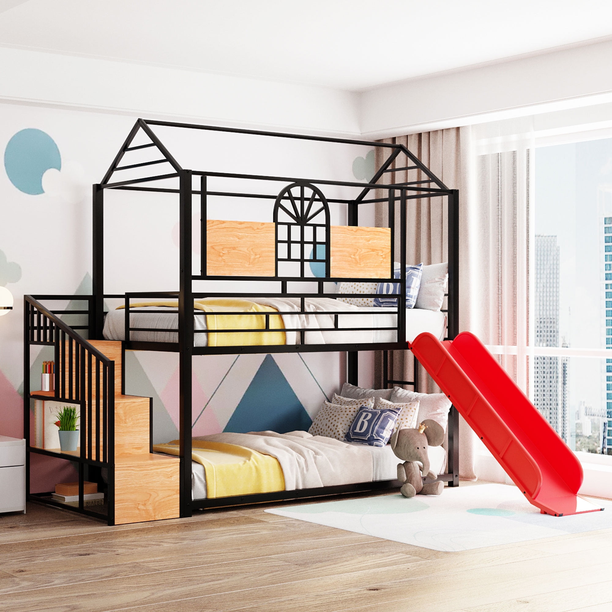 Metal Bunk Bed With Slide