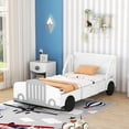 thumbnail image 1 of Harper & Bright Designs Twin Size Car-Shaped Platform Bed with Wheels, White, 1 of 9