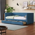 thumbnail image 1 of Harper & Bright Designs Twin Size Corduroy Daybed with 2 Storage Drawers, Modern Twin Upholstered Daybed Frame, Twin Sofa Bed for Living Room Bedroom Guest Room, Blue, 1 of 11
