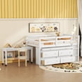 thumbnail image 1 of Churanty Twin Size Loft Bed with Retractable Writing Desk and 4 Drawers, Wooden Loft Bed with Lateral Portable Desk and Shelves, White, 1 of 9
