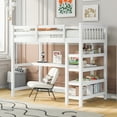 thumbnail image 1 of Harper & Bright Designs Twin Size Loft Bed with Storage Shelves, Wooden Twin Loft Bed Frame with Under-bed Desk for Boys Girls Teens Bedroom, White, 1 of 9