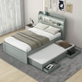 thumbnail image 1 of Harper & Bright Designs Twin XL Size Platform Bed with Storage LED Headboard, USB Charging Station and 2 Drawers, Wood Bed Frame with Twin Size Trundle for Bedroom, Gray, 1 of 15