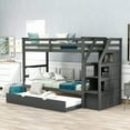 thumbnail image 1 of Harper & Bright Designs Twin over Twin Bunk Bed for Bedroom, Wood Twin Bunk Bed with Storage and Trundle, Grey, 1 of 8