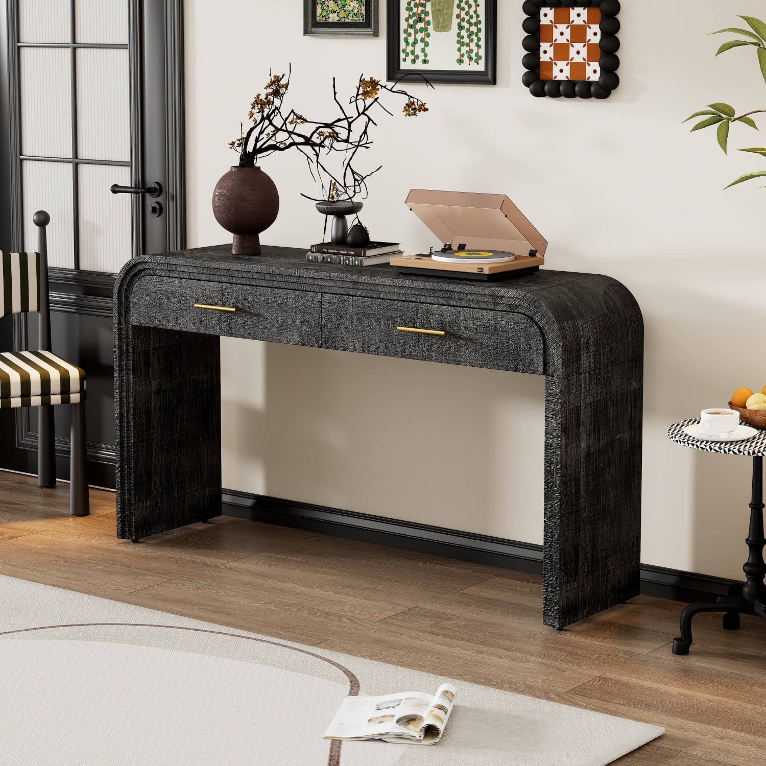 Harper & Bright Designs Unique Retro Silhouette Console Table with Open ...
