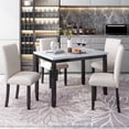 thumbnail image 1 of Harper & Bright Designs Upholstered Dining Table Set for 4, Rectangle Faux Marble Table and 4 Thicken Cushion Chairs, White/Beige+Black, 1 of 10