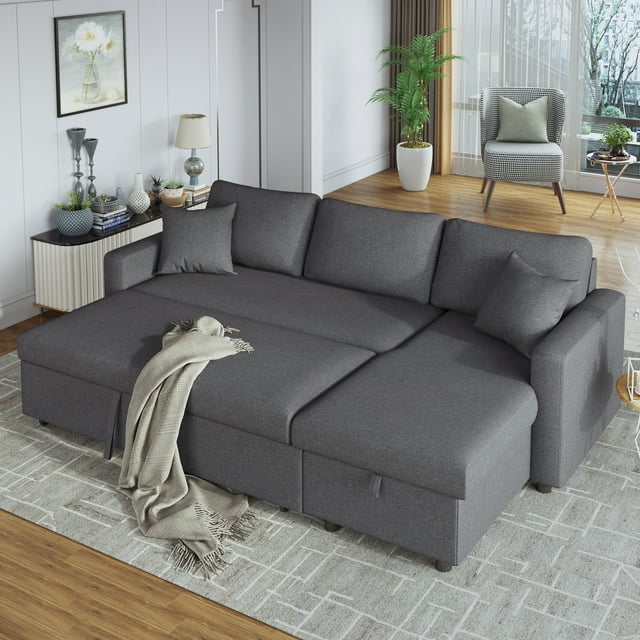 Churanty Convertible Upholstery Sectional Sleeper Sofa with Pull Out