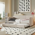 thumbnail image 1 of Harper & Bright Designs Velvet Upholstered Daybed with Trundle, Wooden Twin Size Daybed Frame, Tufted Sofa Bed Daybed for Bedroom Living Room, Beige, 1 of 12