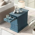 thumbnail image 1 of Harper & Bright Designs Vintage End Table with USB Ports Drawer and Cup Holders, Sofa Side Table Bedside Nightstand Narrow Table for Living Room Bedroom, Antique Navy, 1 of 11