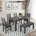 Churanty Wood Dining Room Set Kitchen Table, 4 Chairs and Bench for 6