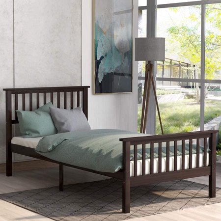 Harper & Bright Designs Wood Platform Bed with Headboard and Footboard for Bedroom, Espresso