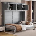thumbnail image 1 of Harper & Bright Designs Wood Queen Size Murphy Bed Wall Bed with Top Cabinets & Wine Rack, Murphy Bed Chest Cabinet Bed Platform Bed, Gray, 1 of 17