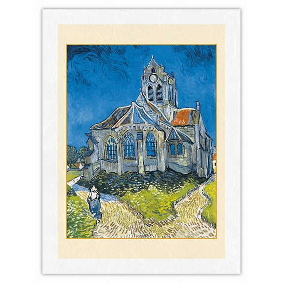The Church at Auvers-Sur-Oise France - View from the Chevet - From an Original Color Painting by Vincent van Gogh c.1890 - Japanese Unryu Rice Paper Art Print (Unframed) 12 x 16 in