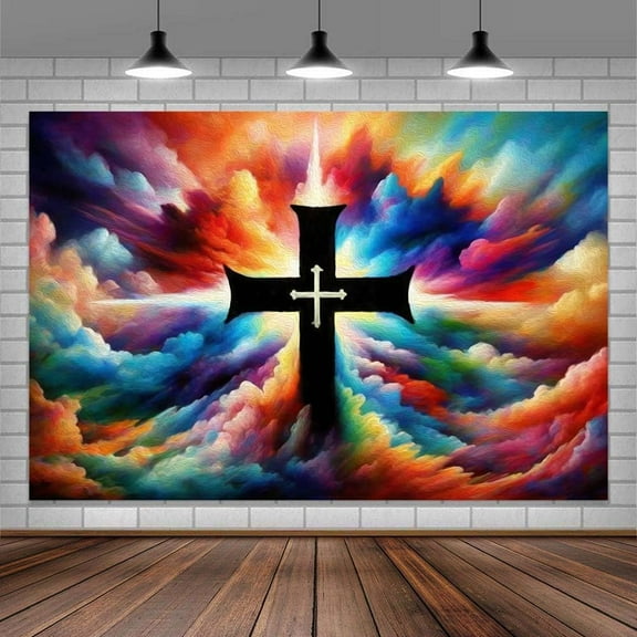 Church Backdrop Watercolor Art Cross Christian Photography Background Jesus Holy Religious Wall Decorations Banner Photo Booth Props