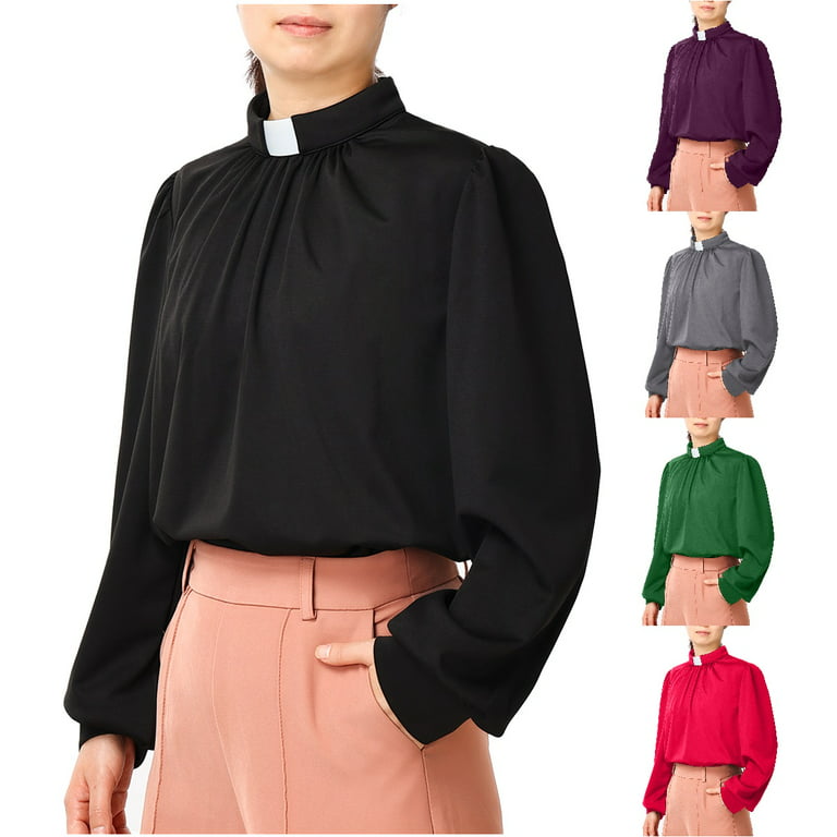 Church Clergy Shirt for Women Spring/Autumn Lantern Long Sleeve