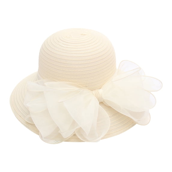 Church Derby Hat,2025 Elegant Tea Party Hats Wide Brim Hat Church Hats Summer Hat For Women Wedding Fascinator Hat Tea Hats For Women Women Dress Hats Sun Uv Protection Hat,Beige