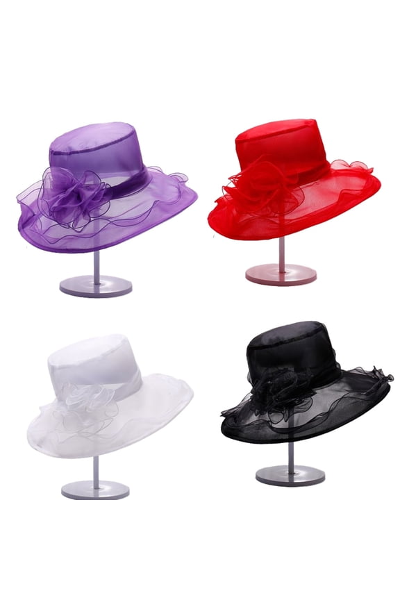 Church Derby Hats for Women Tea Party Organza Wedding Fascinators/Black