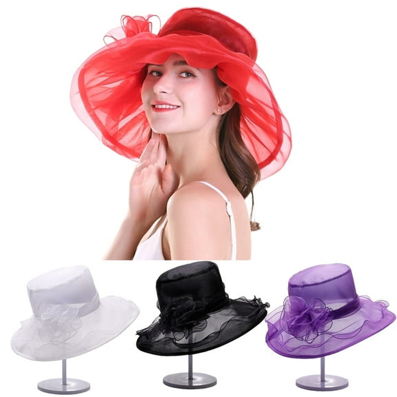 Church Derby Hats for Women Tea Party Organza Wedding Fascinators/Red