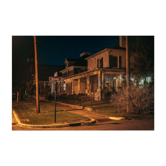 Church & East Washington, Wytheville 02 - Wytheville Virginia Photography Nightlife Street Photography Architecture Vintage City Night Sky Unframed Wall Art Print 4 x 6 inches