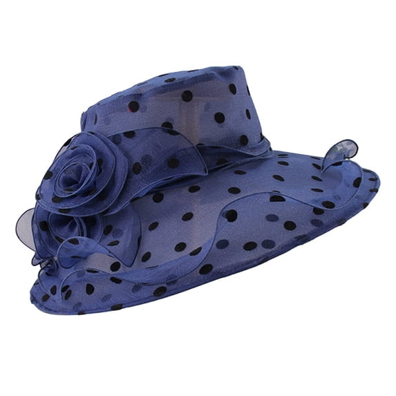Church Fascinator Wedding Tea Party Derby Hats for Women Flower Wide Brim Sun Hats for Lady Dress Tea Party Wedding Ladies Bow Bucket Wedding Bowler Hats Blue One Size