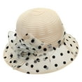 thumbnail image 1 of Church Hats for Women 2025, Yigetop Women's Summer Flower Sun Hat White Foldable Holiday Black Polka Dot Thin Hat Women Organza Cocktail Tea Party Hat Church Hats for Women Beige One Size, 1 of 3