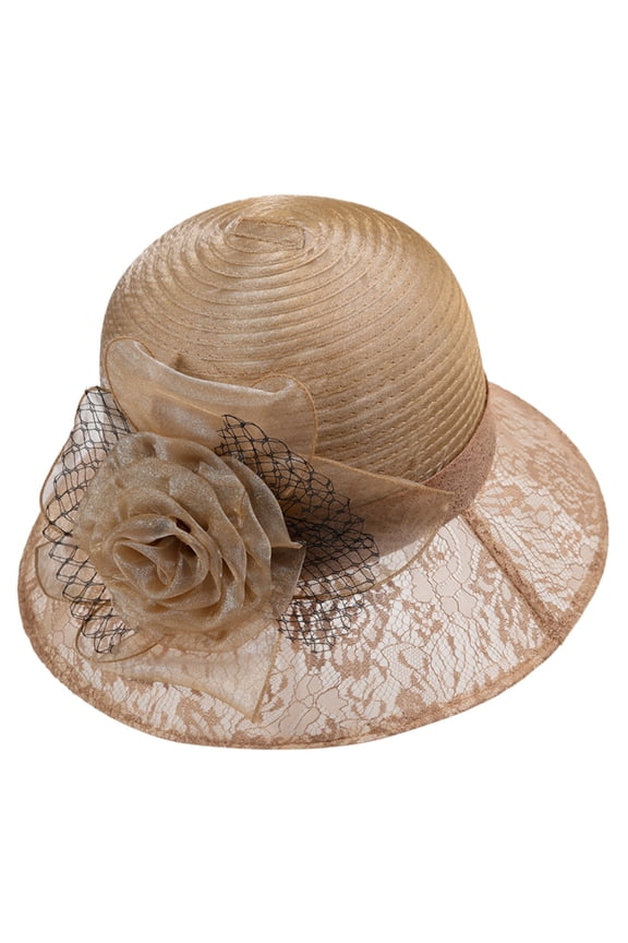 Church Hats for Women, Audhol Women organza Derby Hat - Bridal Wedding Church Tea Party Wide Brim Summer Sun Cap Womens Holiday Hat Sun Summer Sun Beach Visor Hat Tea Party Hat Khaki One Size