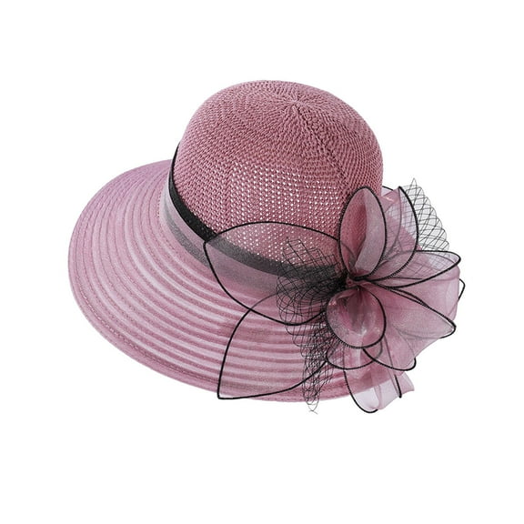 Church Hats for Women 2025, Audhol Women Hat Bridal Wedding Church Tea Party Wide Brim Summer Sun Cap Ladies Hats Purple One Size