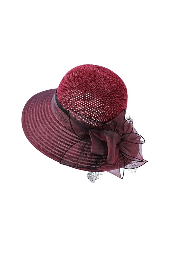 Church Hats for Women 2025, Audhol Women Hat Bridal Wedding Church Tea Party Wide Brim Summer Sun Cap Ladies Hats Wine One Size