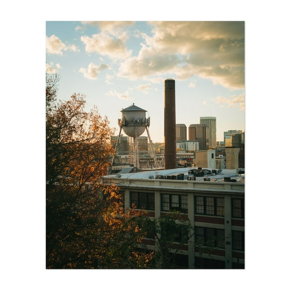 From Church Hill Overlook, Richmond - Richmond Virginia Photography City Skyline Architecture Autumn Vintage Sunset Unframed Wall Art Print 9 x 12 inches