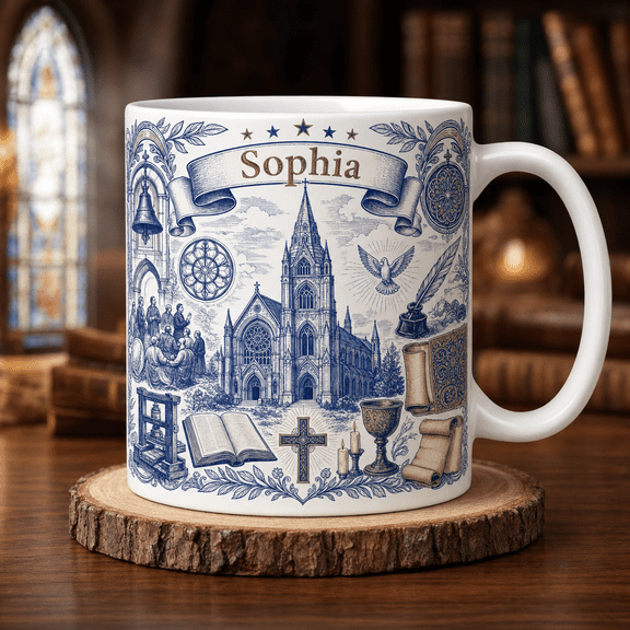 Church History Mug 2D Printed 3D Effect, Personalized Church Gift Mug