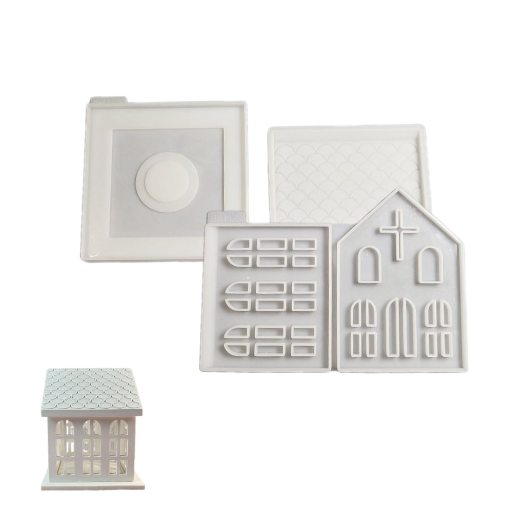 Church House Candle Holder Mold Candlestick Silicone Tealight Holder Resin Epoxy Molds DIYs Candle Handicrafts Moulds