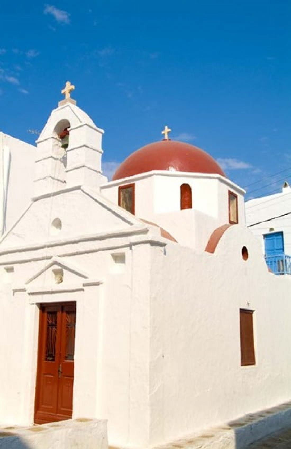 Church Mykonos Greece Canvas Art - Bill Bachmann DanitaDelimont (22 x 34)