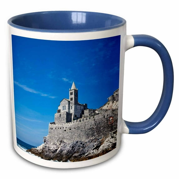 3drose, Church of San Pietro, Harbor, Portovenere, Italy - Eu16 Teg0490 - Terry Eggers, 15oz Two-tone Blue Mug