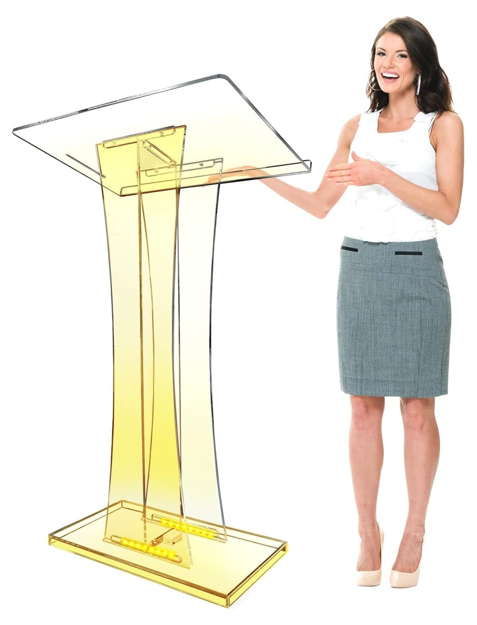 Church Pulpit with Pen Slot, 10MM Pulpits for Churches, Transparent