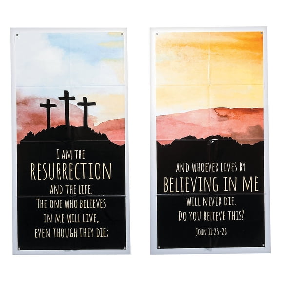 Church Resurrection Banner Set (2Pc) - Party Decor - 2 Pieces